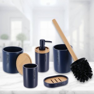 Evideco French Home Goods Refined Bathroom Essentials Set with Natural Bamboo - 5 pieces - 1 of 4