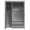 TIRAMISUBEST Three Door Storage Wardrobe with Cabinets and Two Hanging Rods - Mobile Lateral Filing Cabinet, Locking Wheels, Adjustable Shel - 4 of 4