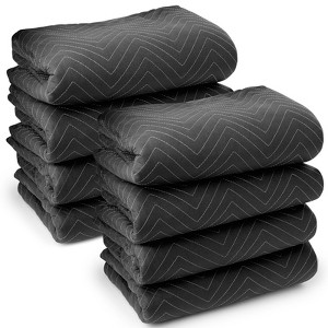 Sure-Max Moving & Packing Blankets - Ultra Thick Pro - 80" x 72" (65 lb/dz weight) - Professional Quilted Shipping Furniture Pads Black - 8 Pack - 1 of 4