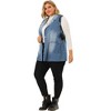 Agnes Orinda Women's Plus Size Sleeveless Buttons Notched Collar with Pockets Demin Vests - 3 of 4