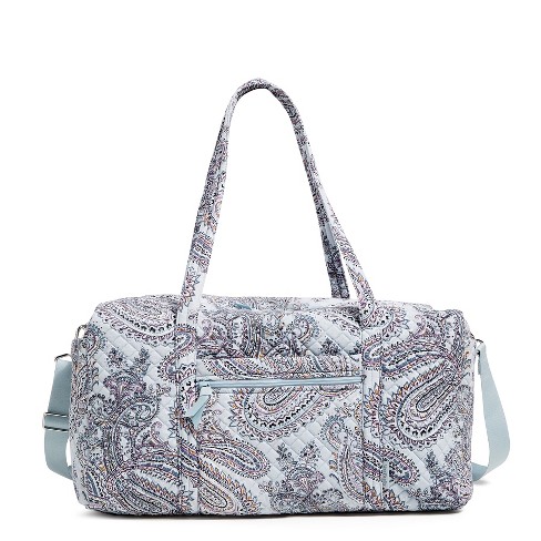 Vera Bradley Women's Cotton Large Travel Duffel Bag Soft Sky Paisley :  Target