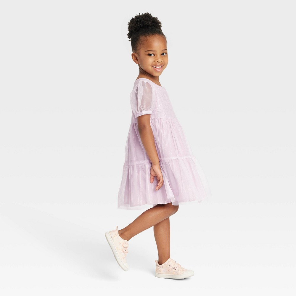 Toddler Girls' Polka Dots Tulle Dress - Cat & Jack Purple 5T