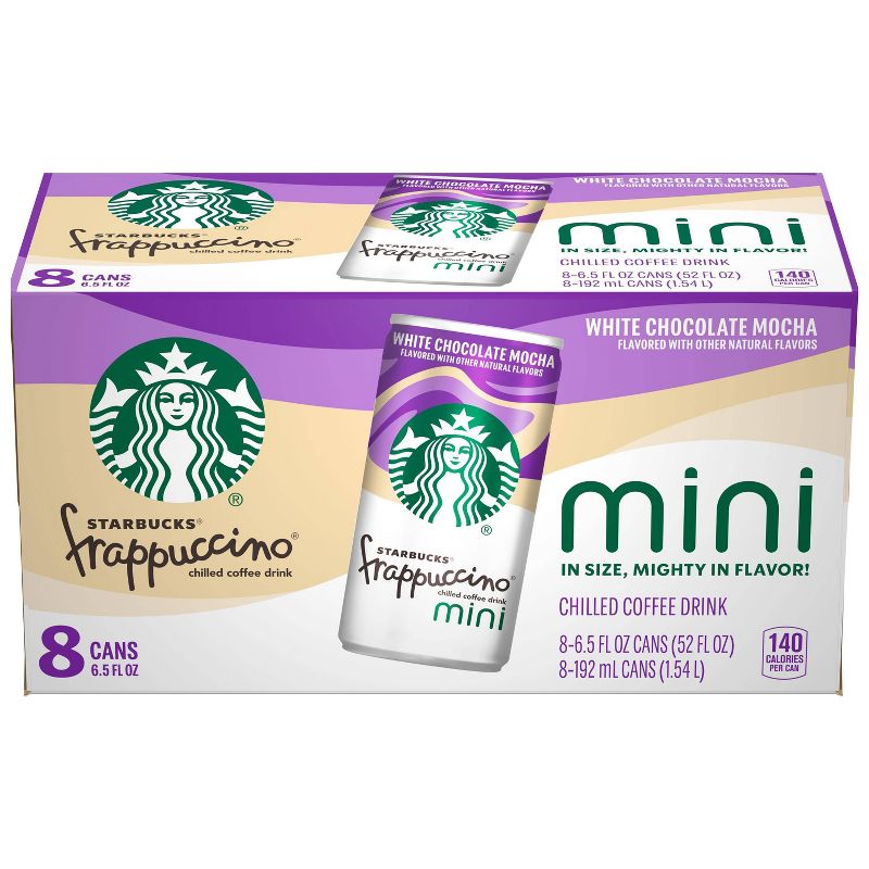 Starbucks Frappuccino Mini White Chocolate Mocha Coffee Drink - 8pk/6.5 fl oz Cans, 1 of 5