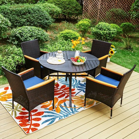 Outdoor Dining Set With Wicker Chairs
