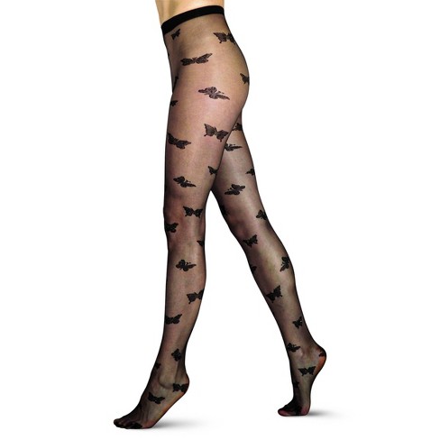 LECHERY Women's Butterfly Tights (1 Pair) - S/M, Black