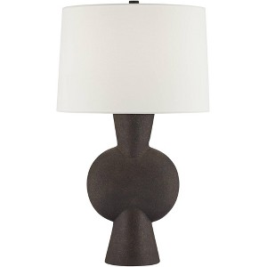 360 Lighting Louise 26 1/2" Tall Gourd Modern Table Lamp Matte Brown Single White Shade Living Room Bedroom Bedside Nightstand House Office Home - 1 of 4