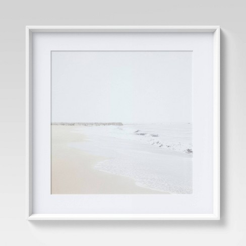 12" x 12" Beach Framed Wall Art White - Threshold™