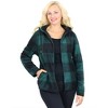 Galaxy J. Come Women's  Loose Fit  Heavyweight Polar Fleece Plaid Hoodie With Faux Shearling Lining - 3 of 4