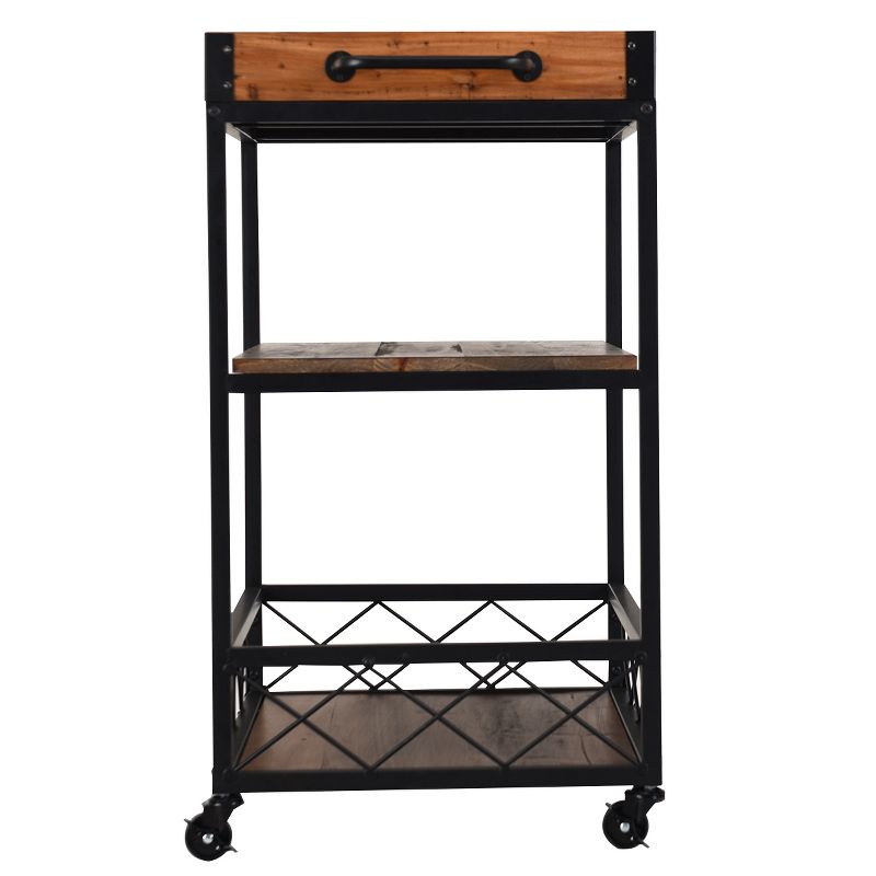 Tangkula 3 Tier Rolling Kitchen Trolley,Serving Island Cart with Storage Shelf & 4 Wheels, 5 of 7
