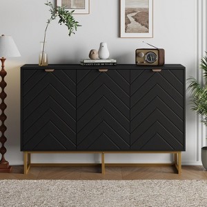 COZONY Modern Sideboard Buffet Cabinet with Storage, Wood Accent Credenza with Herringbone Doors & Adjustable Shelf for Dining Room, Living Room - 1 of 4