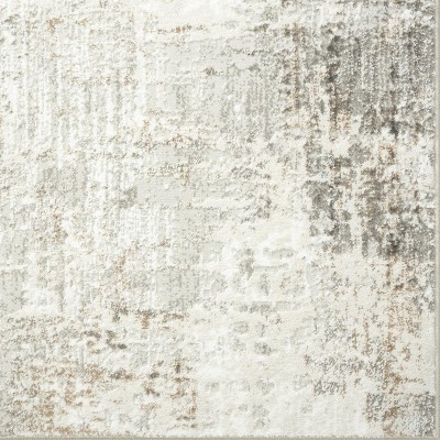 Beige Abstract 5' x 7' Synthetic Area Rug