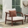 Solid Wood Outdoor Patio Lounge Chair,Curved Armrest Garden Lounge Chair,Comfy Woven Backrest Poolside Chair with Cushions-Coolbibila - 2 of 4