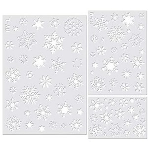 Aoibox 3 Pack Christmas Snowflake Stencil Set Reusable Plastic Templates 14.8x10.2in 10.2x7in 5x7in for Window Wall Card DIY - 1 of 4