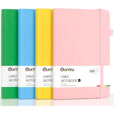 Lined Journal Notebook, 4 Pack, 180 Pages, A5 Journals for Writing, 100 GSM Thick Paper Business, School, Travel Supplies