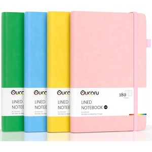 Lined Journal Notebook, 4 Pack, 180 Pages, A5 Journals for Writing, 100 GSM Thick Paper Business, School, Travel Supplies - 1 of 4