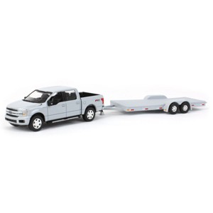 Auto World 1/64 2019 Ford F-150 Stone Gray with Gray Trailer CP7976 - 1 of 4