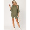 cheibear Women's Knit Loose Fit T-Shirt with Biker Shorts Lounge Sleepwear Pajama Sets - 3 of 4