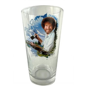 Bob Ross Snowy Mountains Pine Trees and River Painting 16oz Pint Drinking Glass Clear - 1 of 4