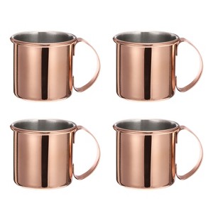 Unique Bargains 304 Stainless Steel Hammered Cocktail Drinking Mugs Rose Gold 2oz 4 Pcs - 1 of 4