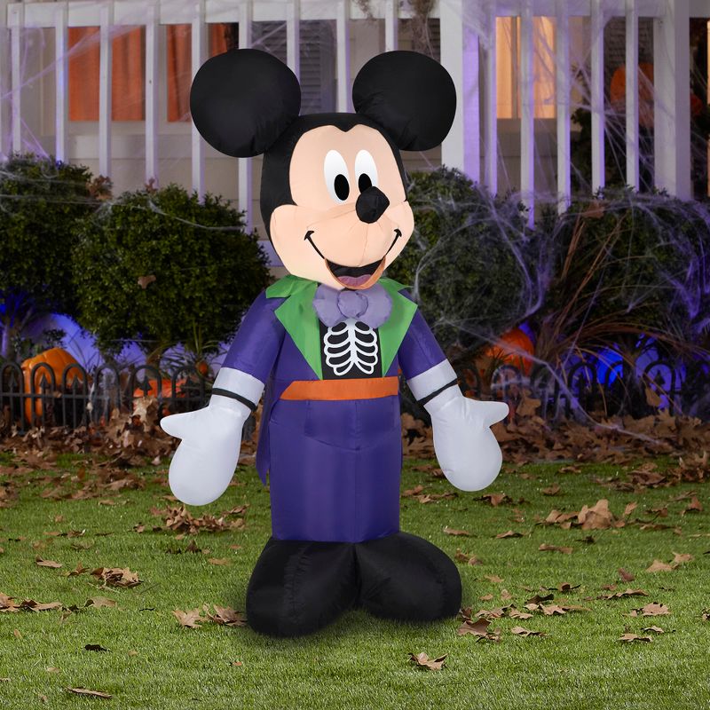 Disney Airblown Inflatable Mickey in Purple Skeleton Costume Disney , 3.5 ft Tall, Multi, 2 of 3