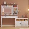 Vanity Mirror with Lights, Makeup Vanity Desk with 5 Drawers, 6 Open Storage Shelves, Large Extendable Dressing Table with Charging Station, Glass - 2 of 4