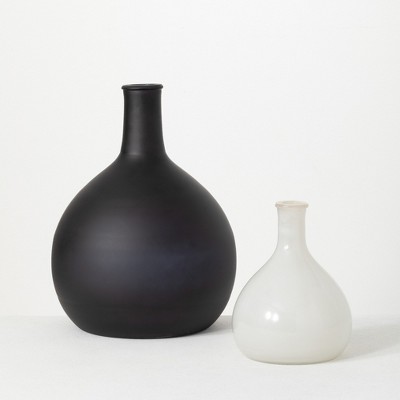 Sullivans Glass Vase Set of 2, 15"H & 9"H Black