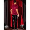INSPIRE CHIC Men's Crew Neck Short Sleeve Disco Velvet T-Shirts - 3 of 4
