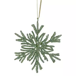 Northlight 7.5" Green Glitter Snowflake Christmas Ornament