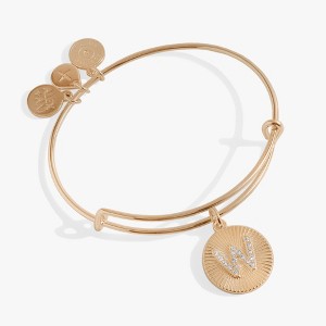 Alex and Ani Initial W Pave Starburst Texture Bangle - 1 of 3