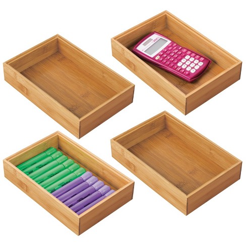 mDesign Bamboo Drawer Organizers (Set of 2)