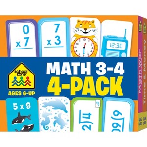 School Zone Math 3-4 Flash Cards 4-Pack - 1 of 1