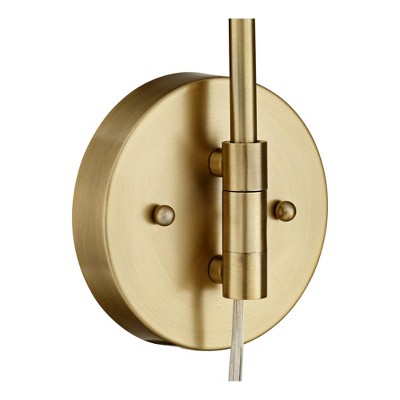 Carla Brushed Brass Adjustable Swing Arm Wall Lamp Set of 2