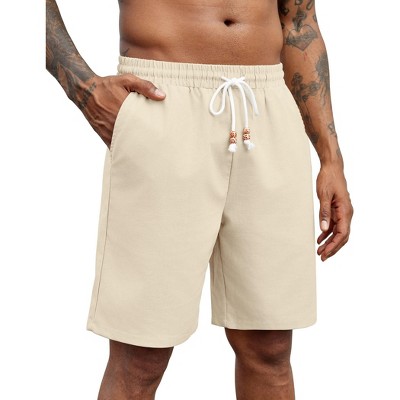 COOFANDY Linen Shorts for Men Casual Drawstring Elastic Waist