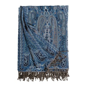 EY Essentials 50" x 70" Nerina Navy Blue Paisley Damask Cotton Throw - 1 of 4