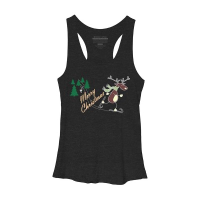 Women's Design By Humans Christmas Reindeer for darks By ozdilh Racerback Tank Top