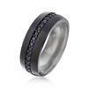 Ross-Simons Men's 1.00 ct. t.w. Black Sapphire Eternity Wedding Ring in Tungsten Carbide - 2 of 4