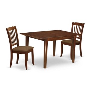 HomeStock 3-Piece Mahogany Finish Rectangular Solid Wood Top With Butterfly Leaf Dining Table Set - 1 of 4