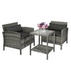 Outsunny 3 Piece Patio Furniture Set w/ Cushions, PE Rattan Wicker Outdoor Table And Chairs Conversation Set w/ 2-Tier Glass Top Coffee Table - 4 of 4