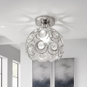 YANSUN 8 in 1-Light Chrome Crystal Semi Flush Mount Ceiling Light Fixture for Foyer, Entryway Kitchen Bedroom Dining Room - 1 of 1