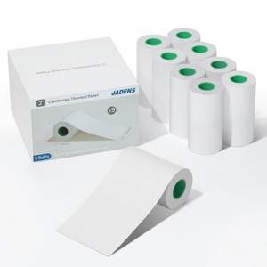 JADENS 2-Inch Continuous Thermal Sticker Paper – White, Waterproof, Ink-Free, Easy-Peel, Archival-Grade Adhesive Paper (9 Rolls) - 1 of 4