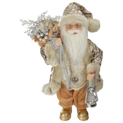 Northlight 12" Standing Santa Christmas Figure Carrying a Silver Lantern