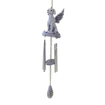 Roman 15.5 Inch Dog Memorial Windchime Angel Wings Pawprints Heart Bells And Wind Chimes