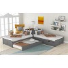 TIRAMISUBEST Twin Size L-Shaped Platform Bed with Trundle, 2 Drawers and Bulit-in Desk, Double Corner Beds, Two Shared Beds - 4 of 4