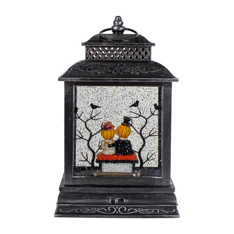 Northlight 11.5"Lighted Black Halloween Snow Globe Lantern with Pumpkin Couple, 4 of 6