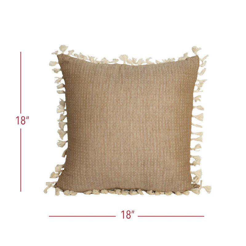Hand Woven Reversible Throw Pillow Brown Cotton With Polyester Fill by Foreside Home & Garden, 6 of 7