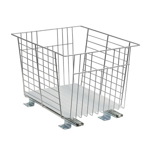 Household Essentials Pantry Vegetable and Fruit Bin Nickel: Steel Kitchen Storage Organizer, 12" H x 16" D x 13" W, Gray