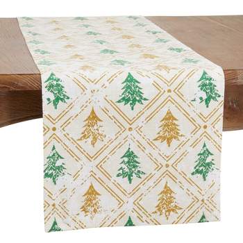 Saro Lifestyle Holiday Table Runner With Christmas Trees Design