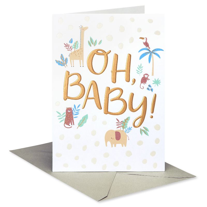 Lettering with Animals Baby Shower Card, 1 of 7