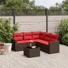 vidaXL 6 Piece Patio Sofa Set with Cushions Brown Poly Rattan - 2 of 4