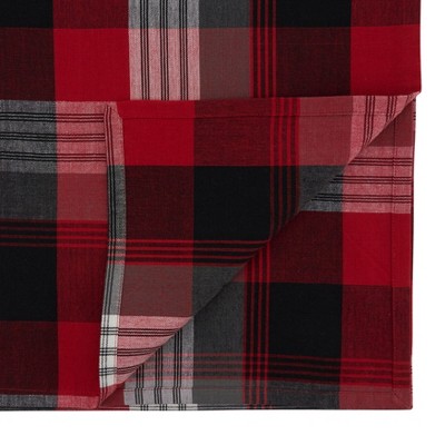 Red and Black Cotton Plaid Table Runner